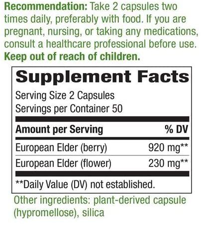 Nature's Way Black Elderberry 100 vegan capsules - High-quality Herbs by Nature's Way at 