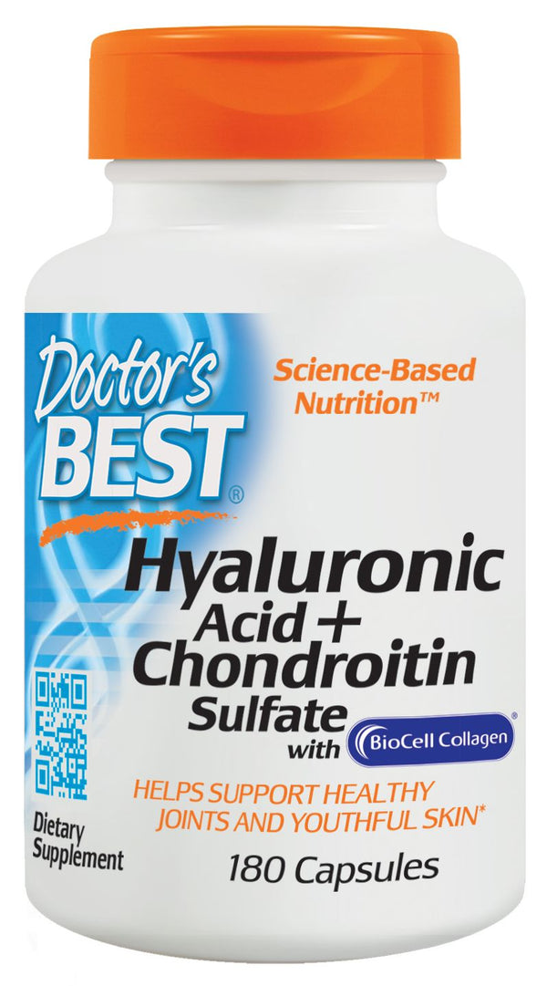 Doctor's Best Hyaluronic Acid + Chondroitin Sulfate 180 capsules - High-quality Gluten Free by Doctor's Best at 