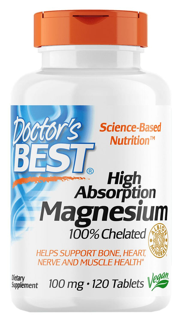Doctor's Best High Absorption Magnesium 120 tablets - High-quality Gluten Free by Doctor's Best at 