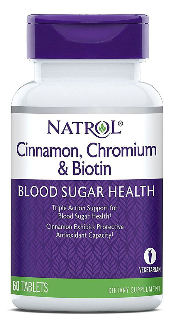 Natrol Cinnamon, Chromium & Biotin 60 tablets - High-quality Herbs by Natrol at 