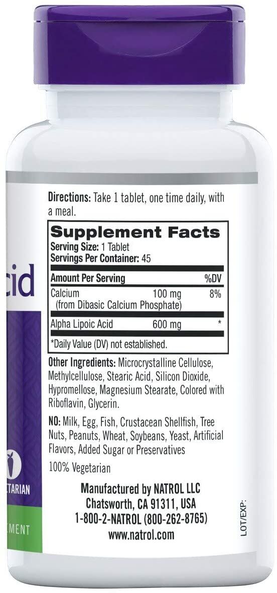 Natrol Alpha Lipoic Acid, Time Release 45 tablets - High-quality Antioxidants by Natrol at 