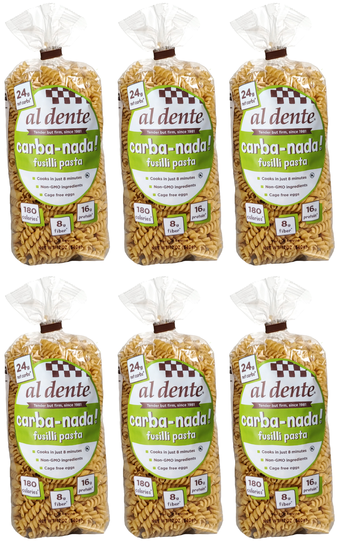 Carba-Nada Reduced Carb Pasta by Al Dente Pasta Company - Fusilli (12 oz) - High-quality Pasta by Carba-Nada at 