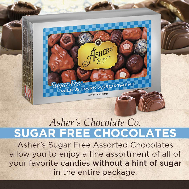 Asher's Chocolate Sugar-Free Candy - Milk & Dark Assortment (8 oz Box)