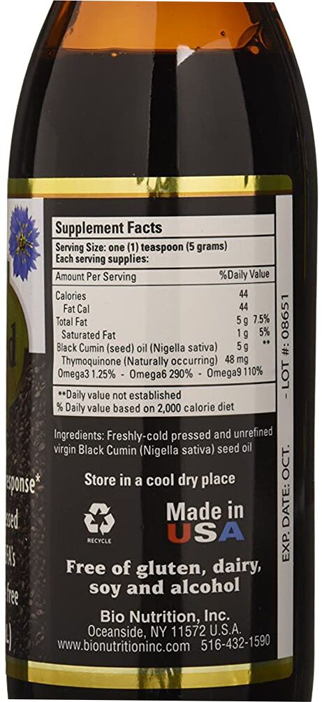 Bio Nutrition Inc Black Seed Oil 16 fl oz - High-quality Oils/EFAs by Bio Nutrition Inc at 