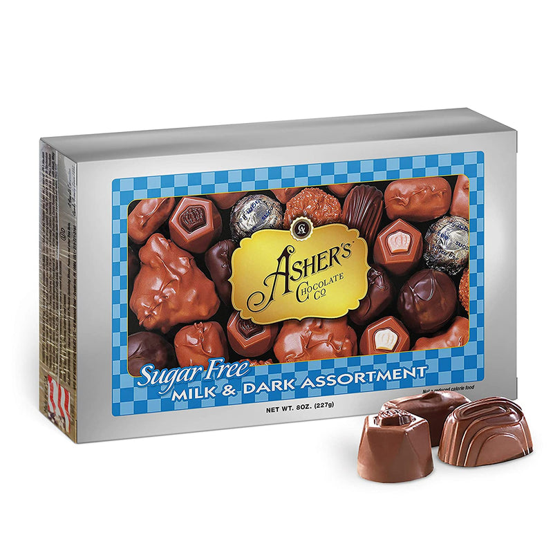 Asher's Chocolate Sugar-Free Candy - Milk & Dark Assortment (8 oz Box)