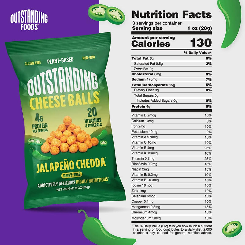 Cheese Balls by Outstanding Foods - Variety Pack (Plant Based & Dairy-Free!) - High-quality Cheese Snacks by Outstanding Foods at 