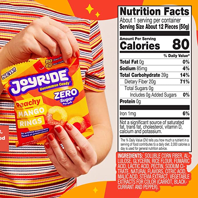 Joyride Zero Sugar Peachy Mango Rings 1.8 oz