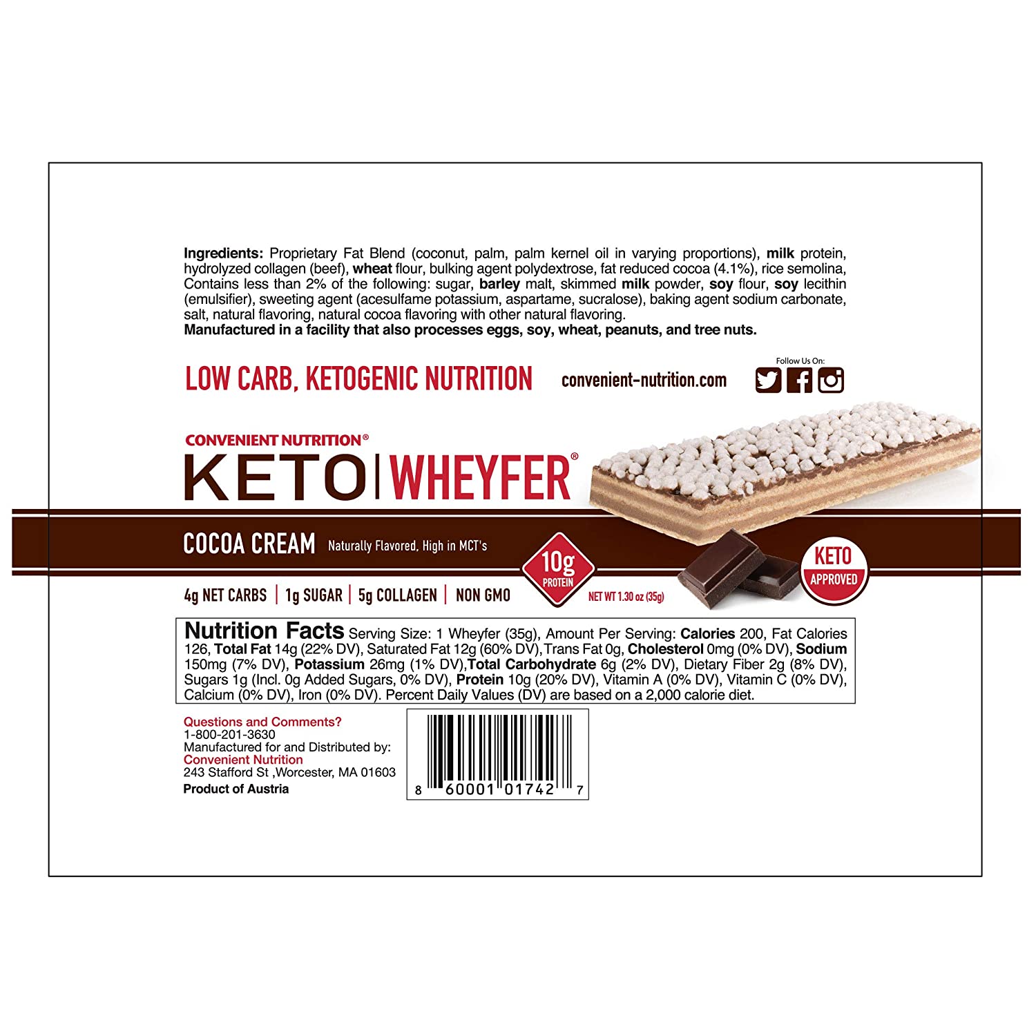 Convenient Nutrition Keto WheyFer Protein Bars - 4-Flavor Variety Pack - High-quality Protein Bars by Convenient Nutrition at 