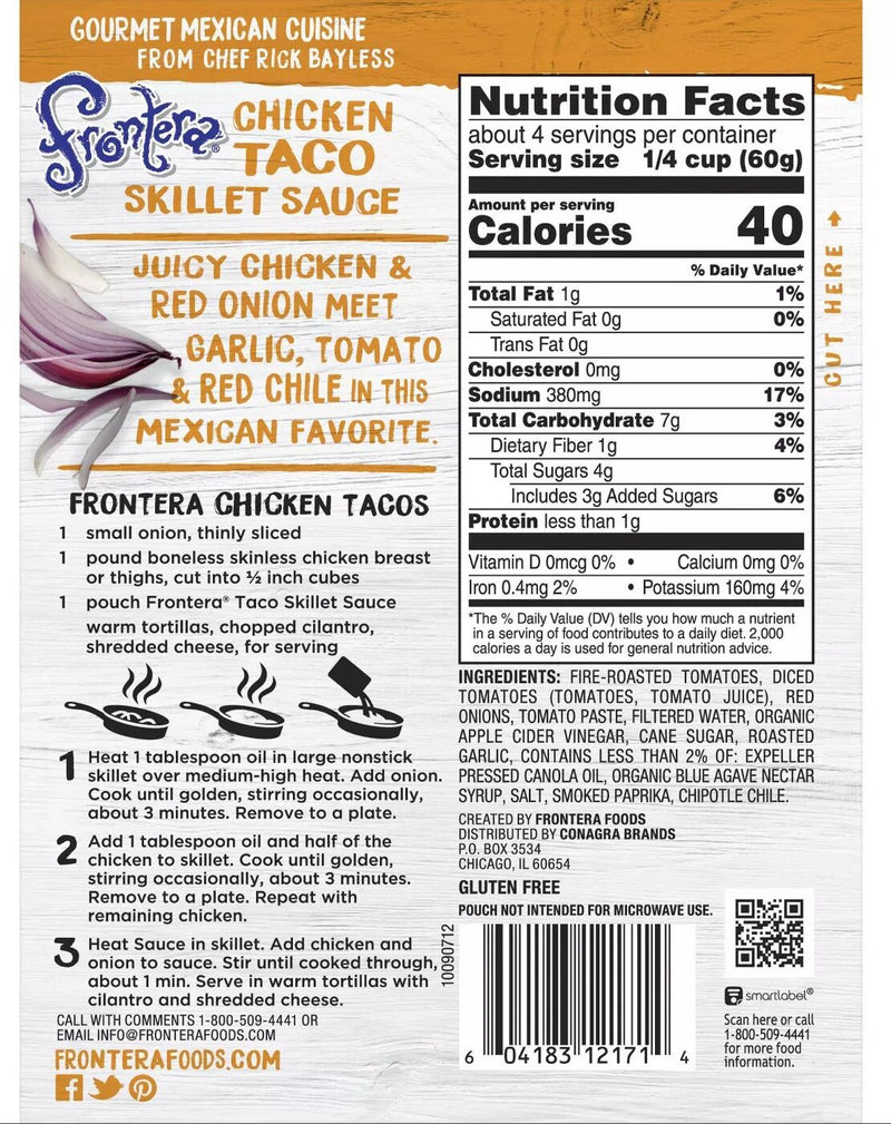 Frontera Taco Skillet Sauce for Chicken 8 oz. - High-quality Gluten Free by Frontera at 