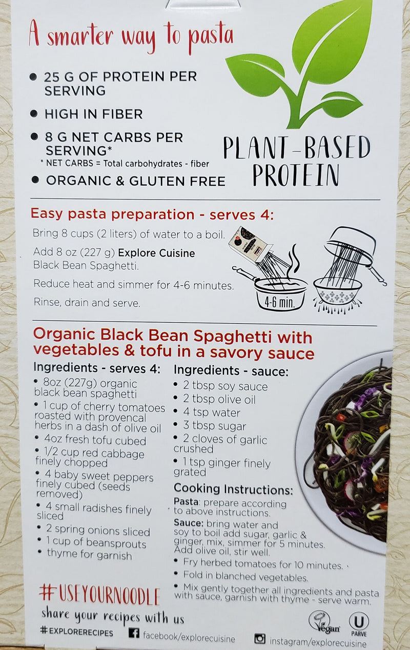 Explore Cuisine Organic Black Bean Spaghetti 8 oz. (227g) - High-quality Gluten Free by Explore Cuisine at 