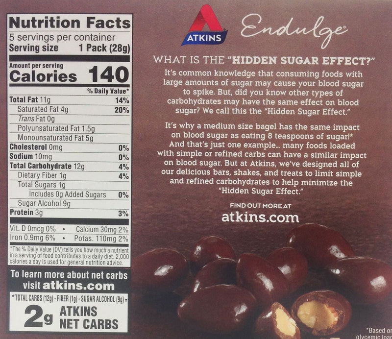 Atkins Nutritionals Endulge Chocolate Covered Almonds 5 packs - High-quality Low Carbohydrate/Keto by Atkins Nutritionals at 