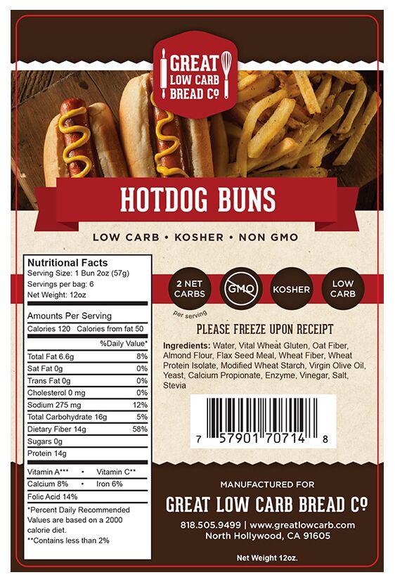 Great Low Carb Bread Company Hot Dog Buns 12 oz. - High-quality Protein by Great Low Carb Bread Co. at 