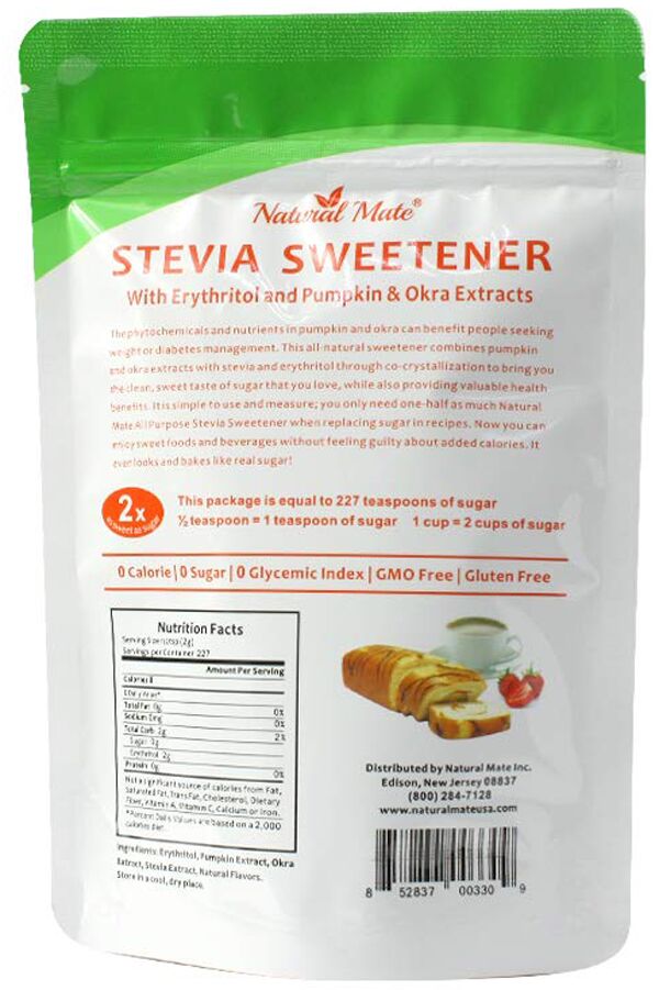 Natural Mate Stevia Sweetener with Erythritol and Pumpkin and Okra Extracts 1 lb. - High-quality Sweeteners by Natural Mate at 