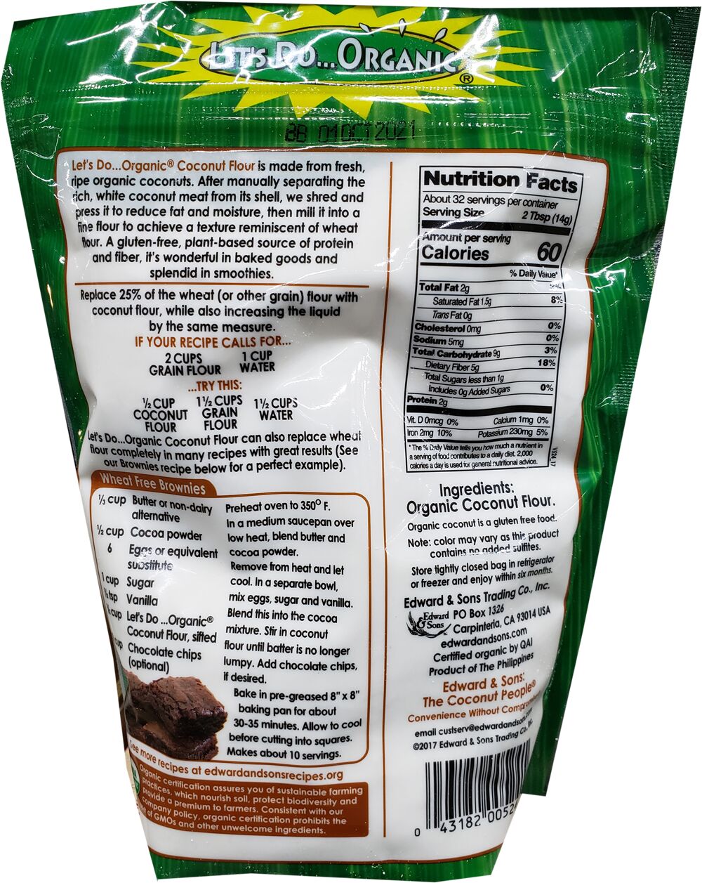 Let's Do Organic Coconut Flour 1 lb. (454 g) - High-quality Baking Products by Let's Do Organic at 