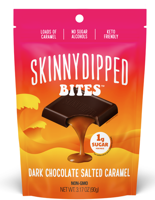 SkinnyDipped Bites - Dark Chocolate Salted Caramel Bites - High-quality Candies by SkinnyDipped at 