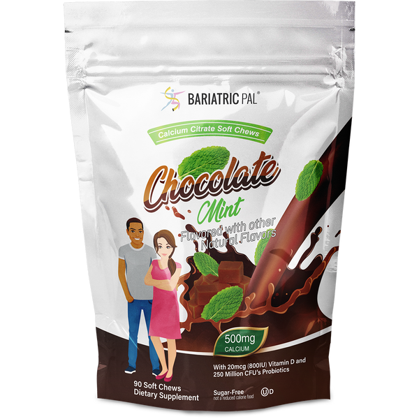 BariatricPal Sugar-Free Calcium Citrate Soft Chews 500mg with Probiotics - Chocolate Mint - High-quality Calcium by BariatricPal at BariatricPal Store
