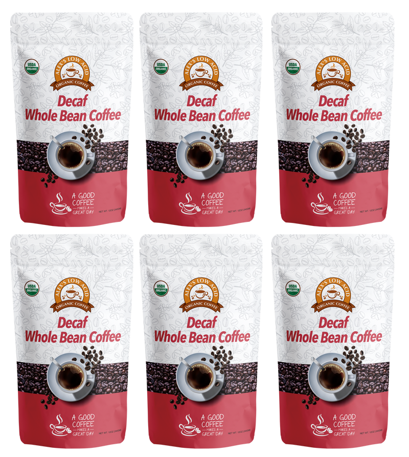 Alex's Low Acid Organic Coffee™ - Decaf Whole Bean (12oz) - High-quality Coffee by Alex's Low Acid Coffee at 
