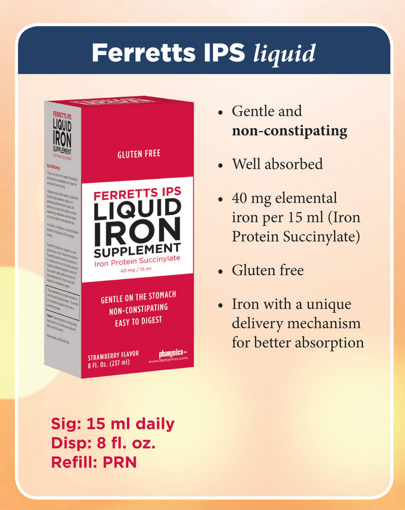 Ferretts IPS Iron (40mg) Supplement - Liquid (8oz) - High-quality Iron by Pharmics at 