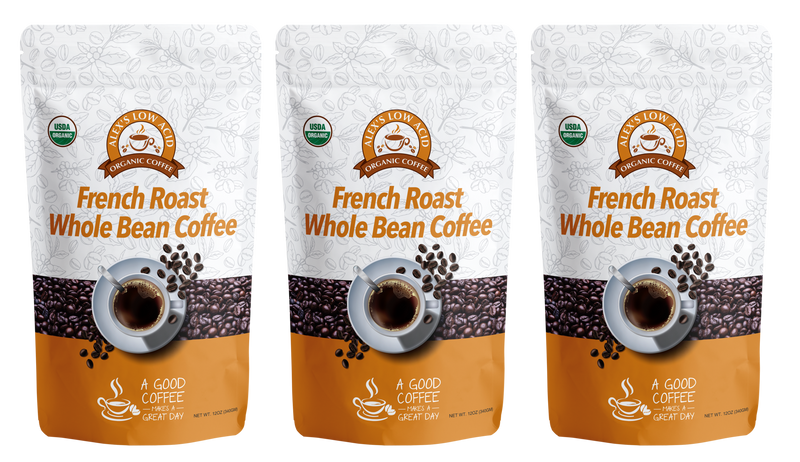 Alex's Low Acid Organic Coffee™ - French Roast Whole Bean (12oz) - High-quality Coffee by Alex's Low Acid Coffee at 