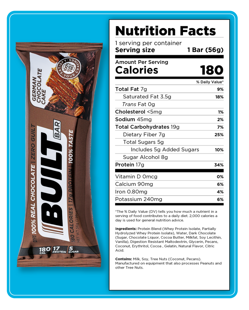 Built High Protein Bar - German Chocolate Cake - High-quality Protein Bars by Built Bar at 
