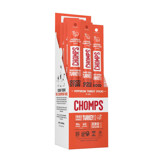 Chomps Meat Snack Sticks - Pepperoni Seasoned Turkey