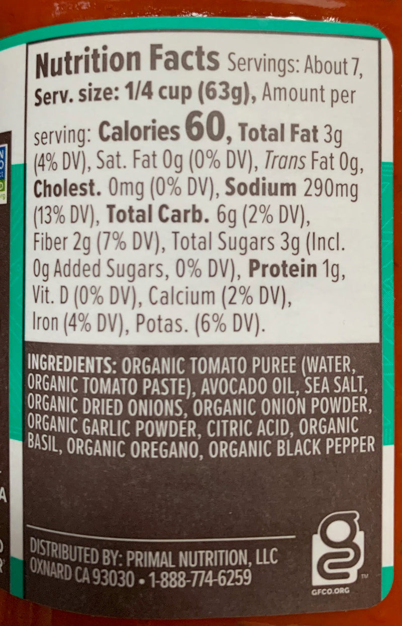 Primal Kitchen Unsweetened Pizza Sauce, 1 lb (454g)