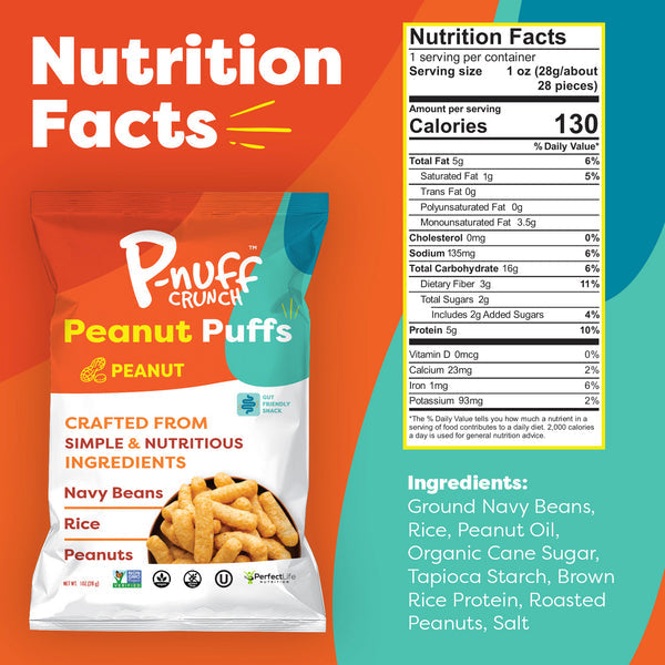Baked Peanut Puff Snack by P-Nuff Crunch - Classic Roasted Peanut - High-quality Protein Puffs by P-Nuff Crunch at 