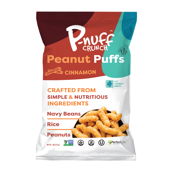 Baked Peanut Puff Snack by P-Nuff Crunch - Cinnamon - High-quality Protein Puffs by P-Nuff Crunch at 