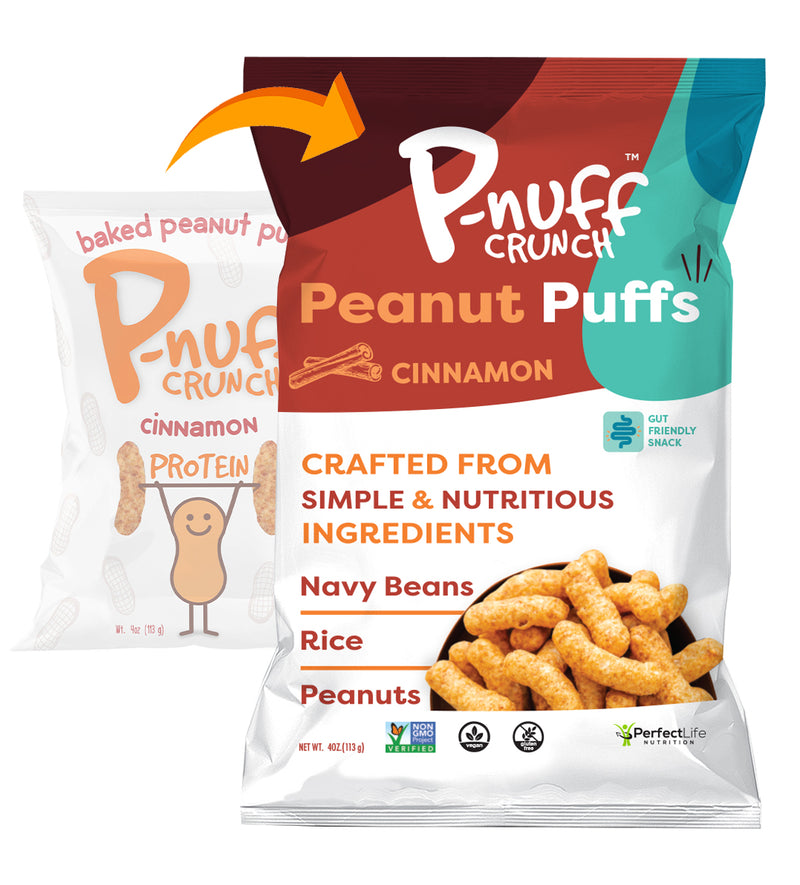 Baked Peanut Puff Snack by P-Nuff Crunch - Cinnamon - High-quality Protein Puffs by P-Nuff Crunch at 