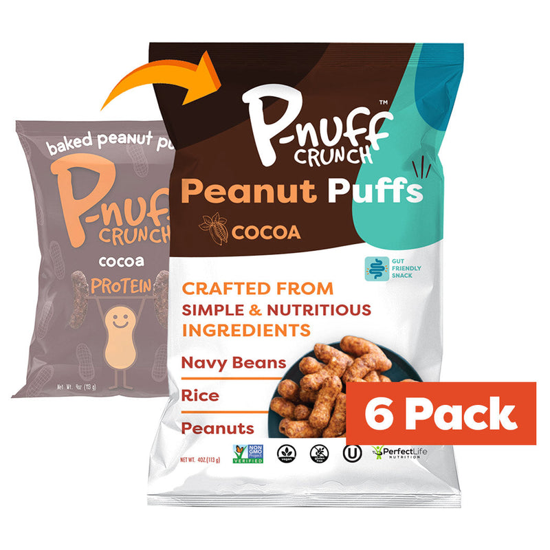 Baked Peanut Puff Snack by P-Nuff Crunch - Cocoa - High-quality Protein Puffs by P-Nuff Crunch at 