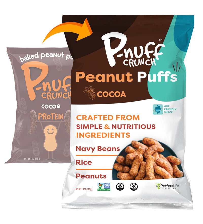 Baked Peanut Puff Snack by P-Nuff Crunch - Cocoa - High-quality Protein Puffs by P-Nuff Crunch at 