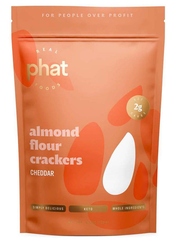Almond Flour Crackers by Real Phat Foods - Cheddar (4 oz) - High-quality Crackers by Real Phat Foods at 