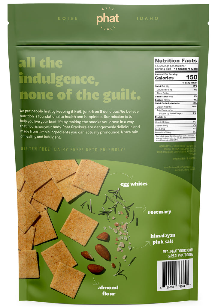 Almond Flour Crackers by Real Phat Foods - Rosemary (4 oz) - High-quality Crackers by Real Phat Foods at 
