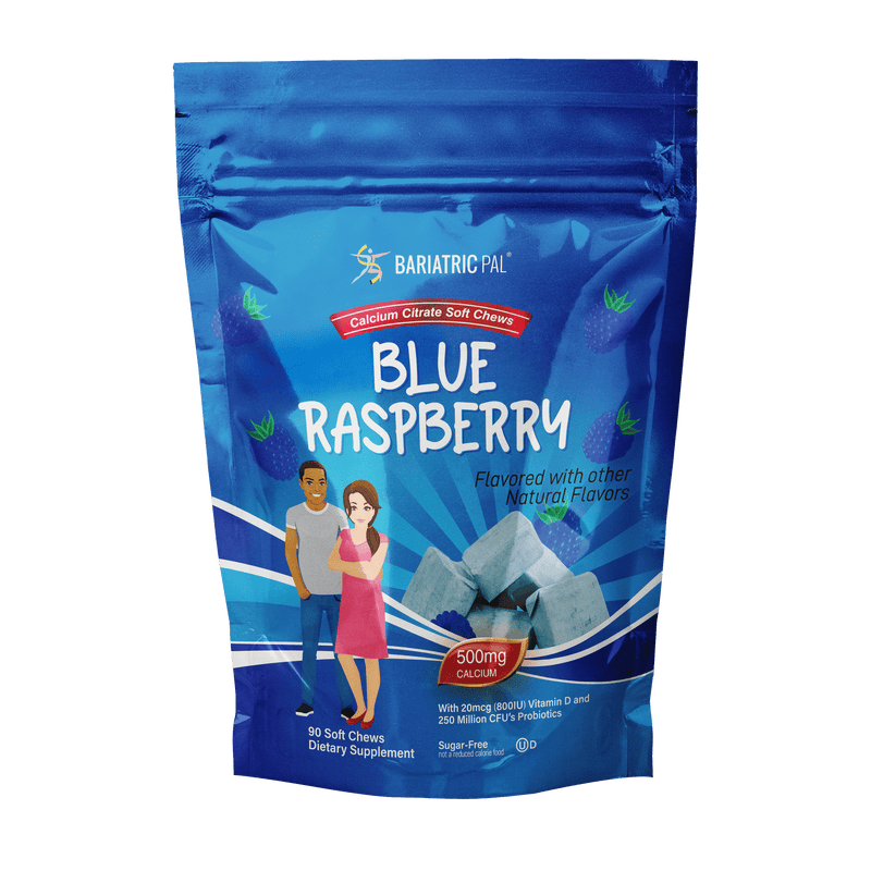 BariatricPal Sugar-Free Calcium Citrate Soft Chews 500mg with Probiotics - Blue Raspberry (NEW!) - High-quality Calcium by BariatricPal at 