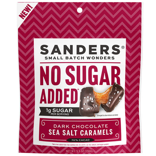 Sanders No Sugar Added Dark Chocolate Sea Salt Caramels, 5.5 oz - High-quality Kosher by Sanders at 