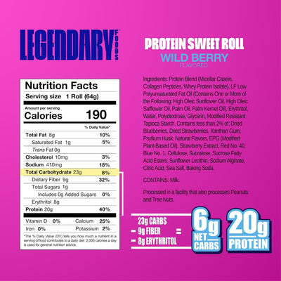 Protein Sweet Roll by Legendary Foods - Variety Pack - High-quality Cakes & Cookies by Legendary Foods at 