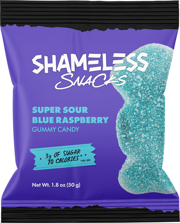 Gummy Candy by Shameless Snacks - Super Sour Blue Raspberry - High-quality Candies by Shameless Snacks at 