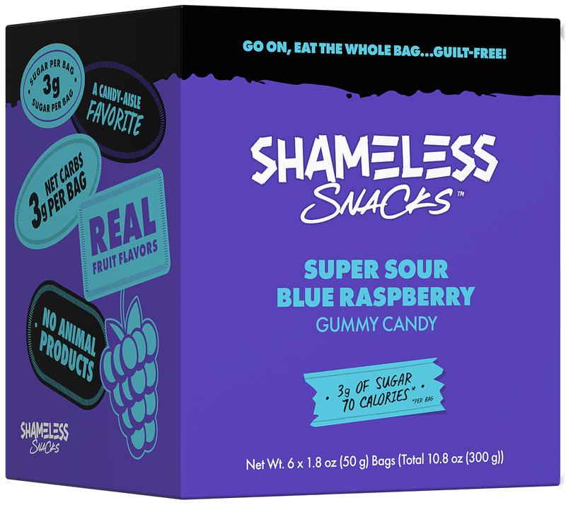 Gummy Candy by Shameless Snacks - Super Sour Blue Raspberry - High-quality Candies by Shameless Snacks at 