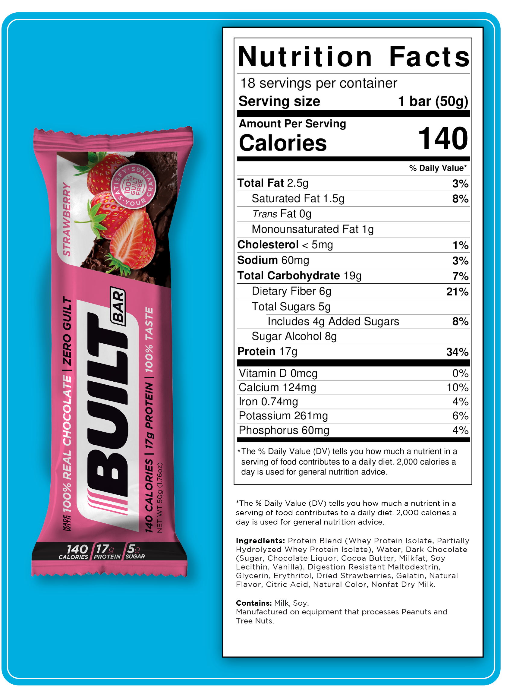 Built High Protein Bar - Strawberry - High-quality Protein Bars by Built Bar at 