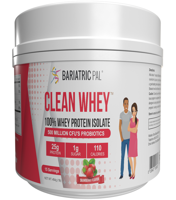 Clean Whey™ Protein (25g) by BariatricPal with Probiotics - Strawberry (15 Servings) - High-quality Protein Powder Tubs by BariatricPal at 