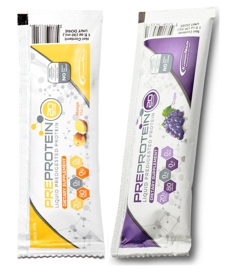 Pre-Protein® 20 Liquid Predigested Protein 1oz Packet - 2 Flavor Variety Pack - High-quality Liquid Protein by Pre-Protein at 