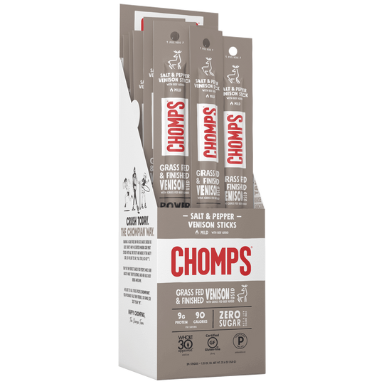 Chomps Meat Snack Sticks - Salt & Pepper Venison