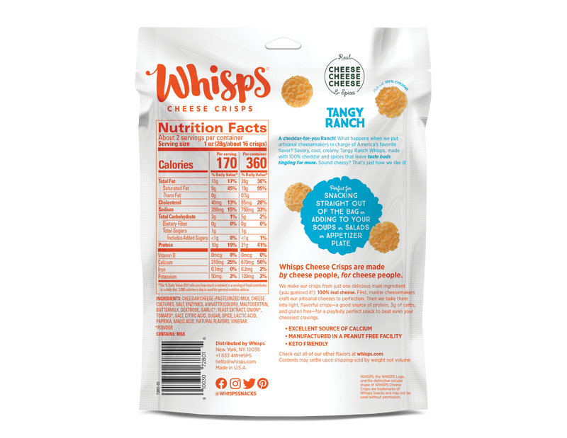Cello Whisps Cheese Crisps - Tangy Ranch