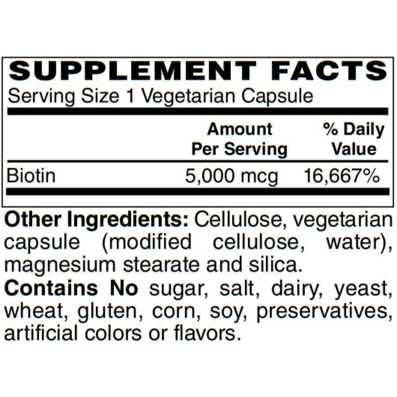 Biotin 5,000 mcg Easy Swallow Vegetarian Capsules (USP-Grade!) by BariatricPal - High-quality Biotin by BariatricPal at 