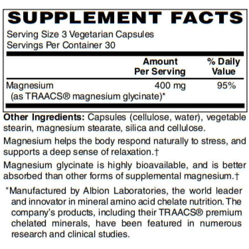 Magnesium Glycinate (400mg) Vegetarian Capsules by BariatricPal - Supports Calmness & Relaxation - High-quality Magnesium by BariatricPal at 