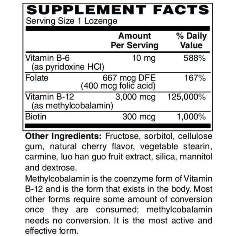 Methyl B-12 (3,000 mcg) with Biotin, B6 & Folate - Cherry Flavored Lozenges by BariatricPal - High-quality B Vitamins by BariatricPal at 