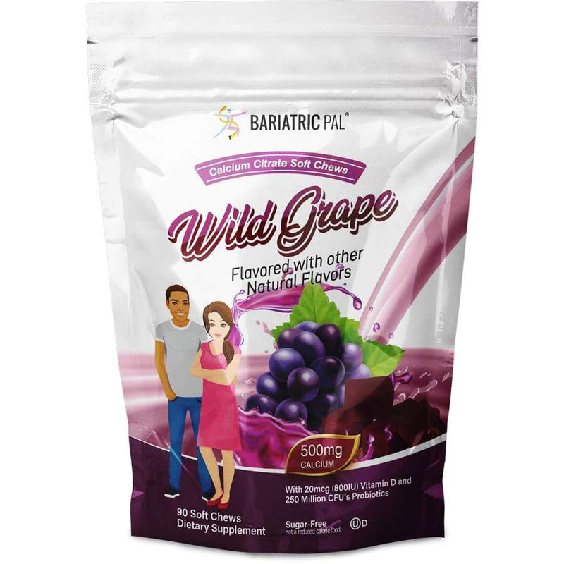 BariatricPal Sugar-Free Calcium Citrate Soft Chews 500mg with Probiotics - Fruit Flavored Variety Pack (5 Bags) - High-quality Calcium by BariatricPal at 