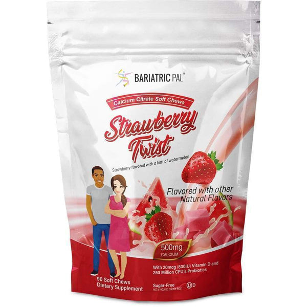 BariatricPal Sugar-Free Calcium Citrate Soft Chews 500mg with Probiotics - Strawberry Watermelon Twist - High-quality Calcium by BariatricPal at 