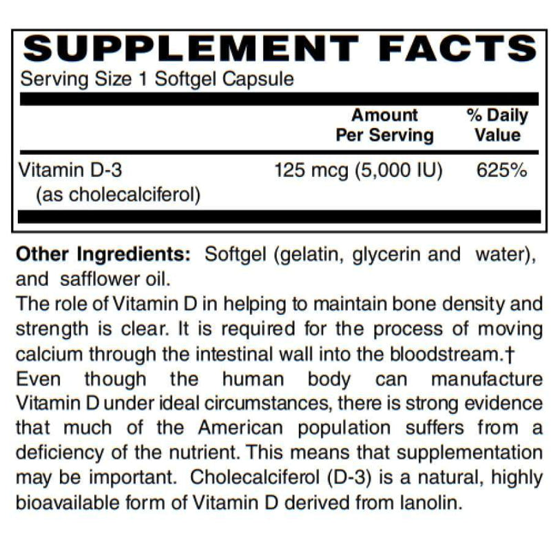 Vitamin D-3 125mcg (5000 IU) - Easy Swallow Vegetarian Softgels by BariatricPal - High-quality Vitamin D by BariatricPal at 