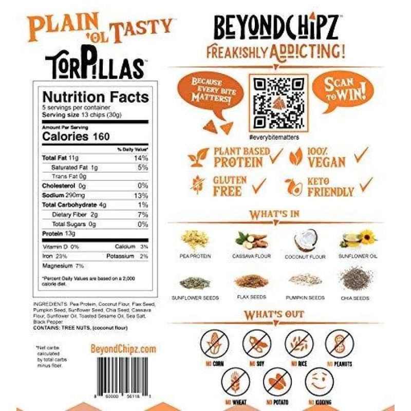 BeyondChipz High Protein Torpillas - Plain Ol' Tasty - High-quality Protein Chips by BeyondChipz at 